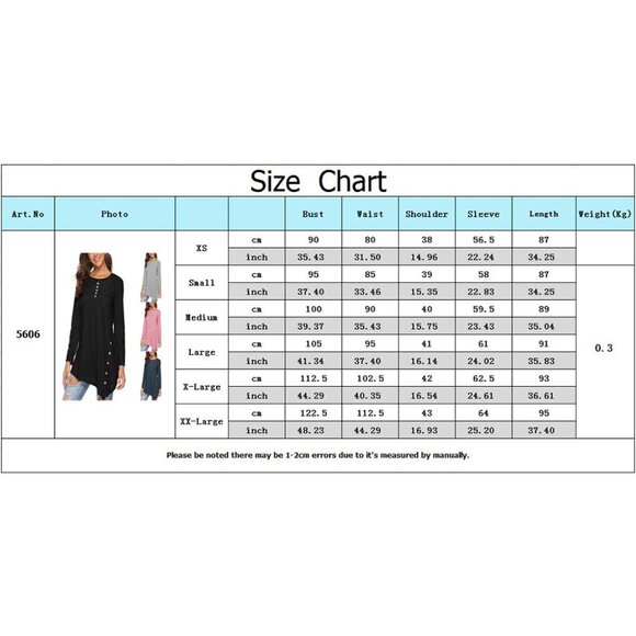 High Low Hem Autumn Button Detail Long Sleeve Tunic Casual Charming Basic Tops L - Picture 6 of 6